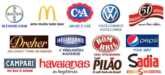 Exemplos de logos e slogans de marcas conhecidas